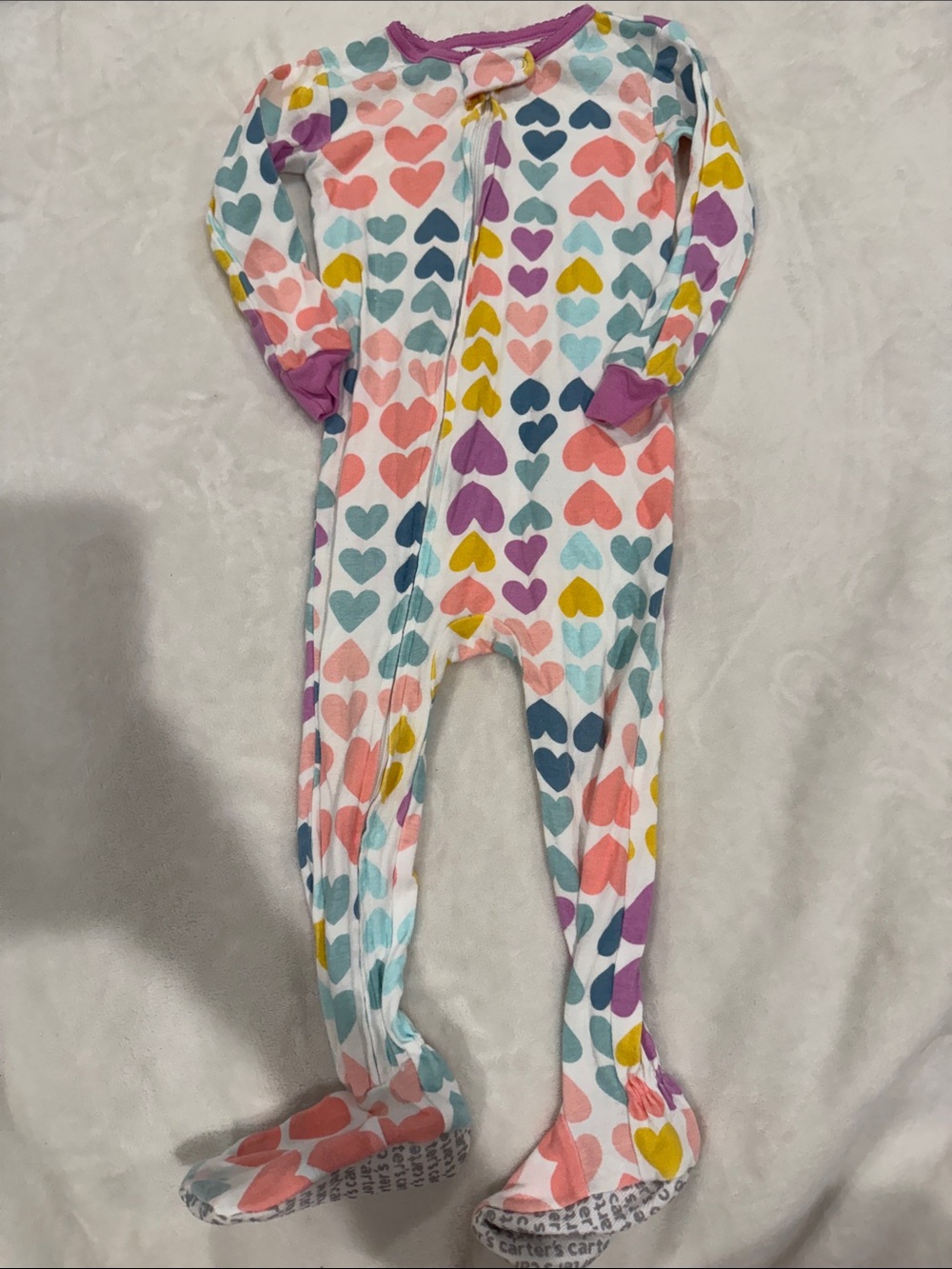 Carter's Footed One-Piece Pajamas with Multicolor Heart Print